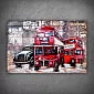 Oeuvre en métal 3D représentant une image d'un bus rouge londonien vibrant, dimensions 120x60 cm