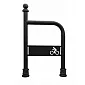 Fahrradständer, Retro-Stil, mit Logo, schwarze Farbe, zum Betonieren, mit Gusseisenhülsen, Größe 100x60 cm