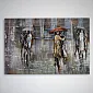 3D Metallkunst Menschen im Regen, 80x120cm