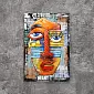 3D-Metallmalerei, Kubismus, Gesicht 60x90cm