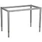 Tischgestell aus Metall mit verstellbarer Höhe, runde Beine, graue Farbe, Höhe 68–83 cm, Länge von 116 cm bis 156 cm, Breite 66 cm
