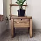 Table de chevet en bois de pin, coloris marron, dimensions 40x40x40 cm
