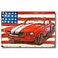 3D Metal Art, Picture, Wall Decor - rode Ford Mustang en USA vlag, afmetingen 120x80cm