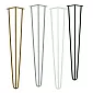 Quatre pieds de table décoratifs en épingle à cheveux en métal à partir de trois barres de 12 mm d'épaisseur, hauteur 71 cm, couleur noir, gris, or ou blanc