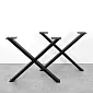 Tischbeine aus Stahl, leichte X-Form, schwarze Farbe, Höhe 71 cm, Breite 82 cm, 2er-Set