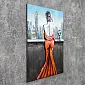 3D-Wandbild aus Metall, Wanddekoration, eine Frau und ein Glas Champagner, 80x120 cm