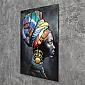 3D-Wandgemälde aus Metall, Afrikanerin in festlicher Dekoration, 80x120 cm