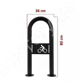 Porte-vélos d'extérieur en métal avec logotype de vélo, couleur noire, dimensions 80x36 cm