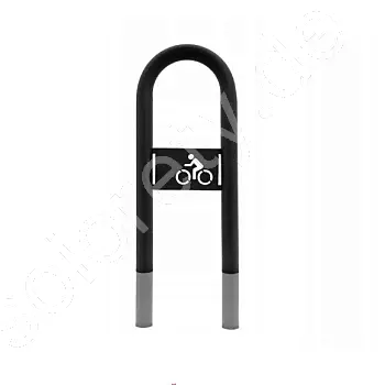 Outdoor-Fahrradständer aus Stahl mit Fahrradlogo, schwarze Farbe, Maße 80 x 36 cm