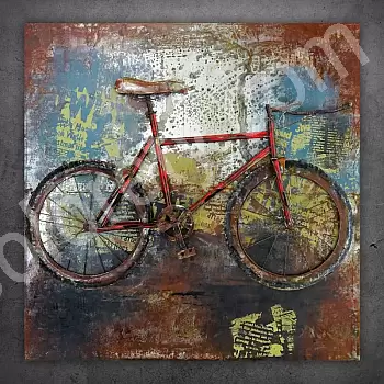 Décoration murale en métal 3D, grande image, Vélo de sport, dimensions 120x120 cm