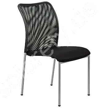 Konferenzstuhl in schwarzer Farbe mit Chromgestell, atmungsaktiver Netzrückenlehne und gepolsterter Sitzfläche, Satz mit 21 Stühlen