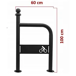 Metalen fietsenstalling voor buiten met fietslogo, retrostijl, kleur zwart, afmeting 100x60 cm