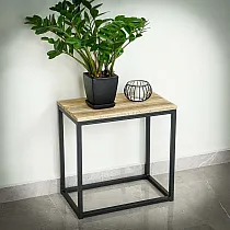 Metalen salontafel met een design houten oppervlak en een stalen frame 50x30x50cm