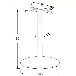 Metalen tafelvoet met diameter 53,5 cm, hoogte 75 cm
