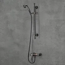 Duschsystem im Retro-Stil aus Messing, zweiteilig, schwarz