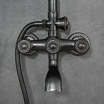 Duschsystem im Retro-Stil, Messing, Farbe schwarz, H 1370 mm