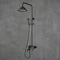 Système de douche de style rétro, laiton, couleur noire h 1270 mm