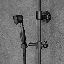 Duschsystem im Retro-Stil, Messing, schwarze Farbe, Höhe 127 cm