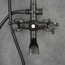 Système de douche style rétro, laiton, noir, h 1295 mm
