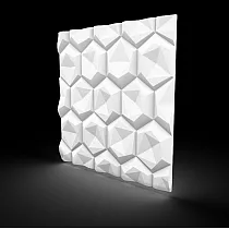 Panneaux muraux décoratifs en cellules de polystyrène, 60x60cm, couleur blanche, lot de 12 pcs.