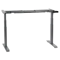Metalen tafelonderstel met elektrisch verstelbare hoogte, twee motoren, aluminium kleur, hoogte 61,5-126,5 cm, lengte 119-172 cm