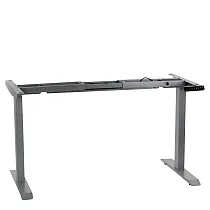 Tischgestell aus Metall mit elektrischer Höhenverstellung, alufarben, zwei Motoren, Höhe 70,5-118 cm, Länge 119-172 cm