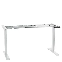 Tischgestell aus Metall mit elektrischer Höhenverstellung, Farbe weiß, zwei Motoren, Höhe 70,5-118 cm, Länge 119-172 cm