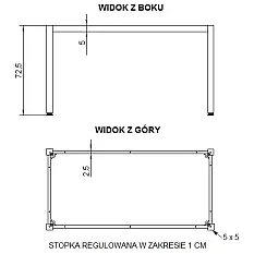 Tischgestell aus Metall mit quadratischen Beinen, Farbe Grau oder Weiß, Maße 156 x 76 cm, Höhe 72,5 cm