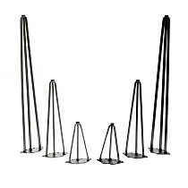 Decoratieve metalen meubel tafelpoten gemaakt van 3 stalen platte staven, kleur zwart of met staal effect, hoogte 20, 40 of 73 cm, set van 4 poten