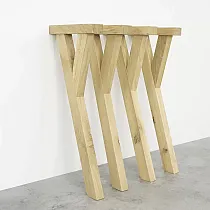 Tischbeine aus massivem Eichenholz, Y-Form, Höhe 74 cm, 4er-Set