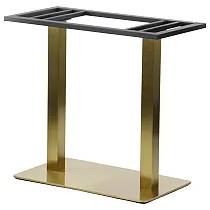 Doppeltes Tischgestell aus Metall in Goldfarbe, mit quadratischen Säulen, Fuß 70x40 cm, Höhe 72,5 cm