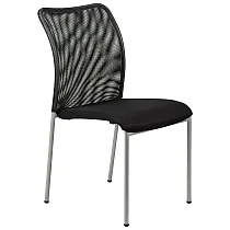 Chaise de conférence de couleur noire avec cadre chromé, dossier en maille respirante et assise rembourrée, ensemble de 14 chaises