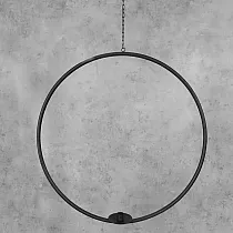 Bougeoir en métal pour une bougie, suspendu, cercle, diamètre 390 mm, couleur noire, lot de 2 pcs.