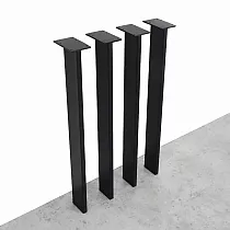 Metalen zwarte tafelpoten Recto, hoogte 71 cm, afmeting 8x2 cm, zwarte kleur, set van 4 stuks