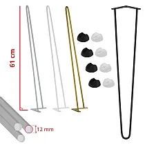 Pieds de table en tige ronde de 12 mm dune hauteur de 61 cm, lot de 4 pièces, couleur noir, blanc, gris ou doré
