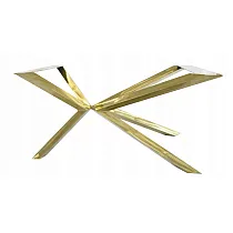 Asymmetrisches Tischgestell in goldener Farbe für große Tischplatten, Höhe 72 cm, Breite 70 cm, Länge 140 cm, quadratisches Stahlprofil 6x6 cm