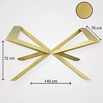 Goldfarbener Spinnen-Tischfuß für große Tische, handgefertigt, Maße 140 x 70 cm, Höhe 72 cm, Beinprofil 6 x 6 cm