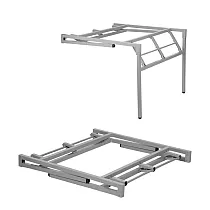 Base de table pliante en métal de couleur noire ou grise, forme carrée 96x96 cm, adaptée aux plateaux en stratifié dun diamètre de 150 cm à 170 cm