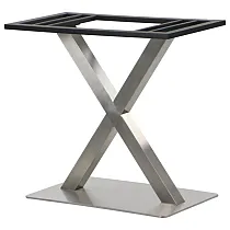 X-vormig standaard hoogte metalen tafelonderstel van roestvrij staal, hoogte 72,5 cm, onderstel 70x40 cm, onderstel 40x80 cm