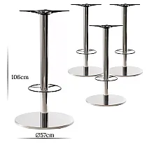 HORECA zentrale Tischfüße für Stehtische mit Beinstütze, aus Edelstahl, Höhe 106 cm, poliert oder satiniert, 4 Stück, für Tischplatten bis T90cm