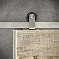 Edelstahl-Schiebetürsystem-Bausatz zur Montage an der Türoberseite, für einflügelige Türen bis 130 kg, Gesamtlänge 200 cm