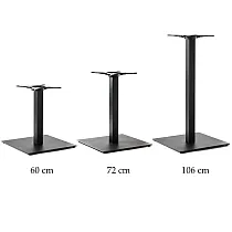 HORECA-Stahltischbein in quadratischer Form für große Tischflächen mit einer Größe von bis zu 120 x 120 cm, Höhen 60 cm, 72 cm oder 106 cm, jede RAL-Farbe