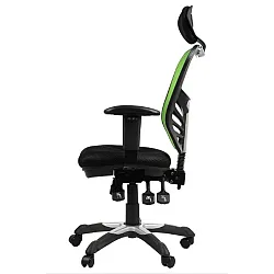 Chaise de bureau pivotante avec dossier respirant de couleur verte avec appui-tête