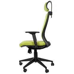 Chaise de bureau pivotante en vert avec repose-tête