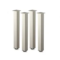 Pieds de table en aluminium anodisé à section carrée et effet inox, hauteur 71 cm, 82 cm, 110 cm, lot de 4 pièces