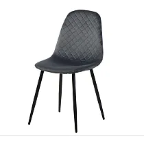 Gestoffeerde fluwelen stoelen zonder armleuningen, grijze kleur, 4 st. set