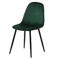Chaises tapissées en velours sans accoudoirs, coloris vert mousse, hauteur 87 cm, hauteur dassise 46 cm, lot de 4 chaises