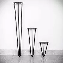 Metalen tafelpoten Hairpin 3 stangen met pootjes 20, 40, 73 cm - set van 4 poten